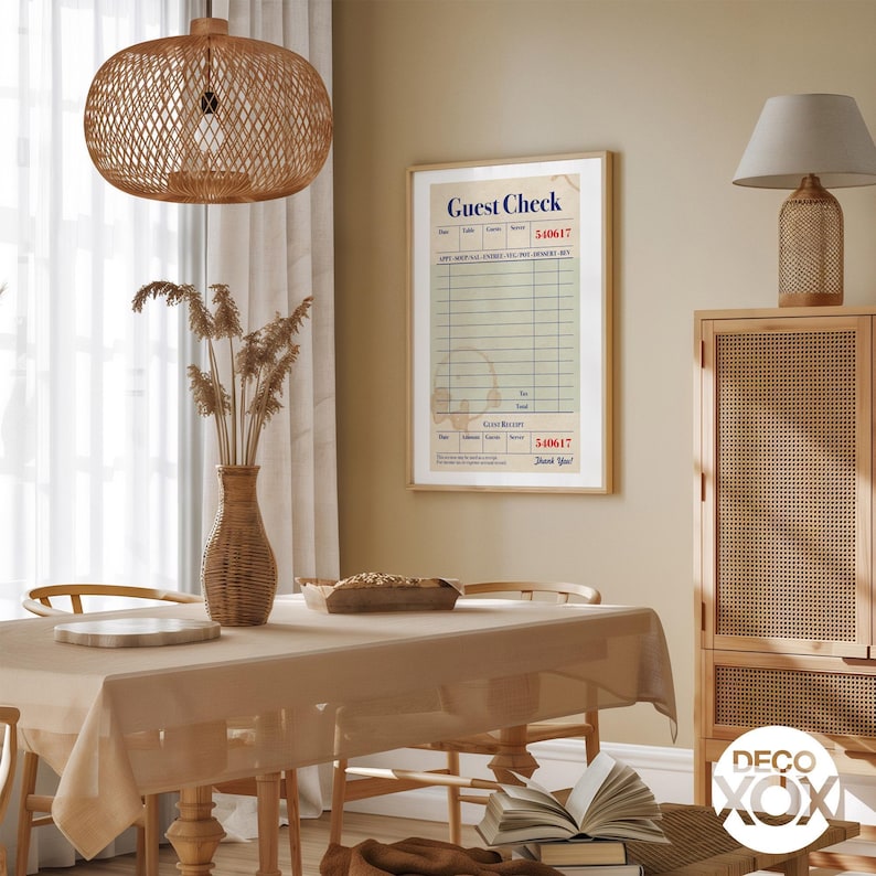 Retro Diner Guest Check Poster | Kitchen Cafe Wall Art image 3