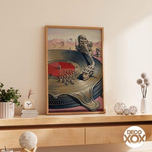 Surreal Turntable Poster, Salvador Dali Style Vinyl Art, Psychedelic Music Decor image 12