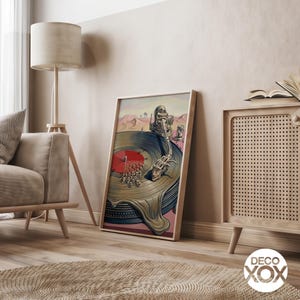 Surreal Turntable Poster, Salvador Dali Style Vinyl Art, Psychedelic Music Decor image 8
