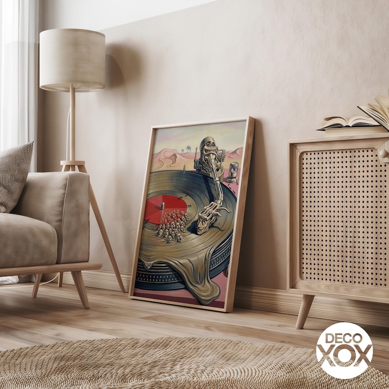 Surreal Turntable Poster, Salvador Dali Style Vinyl Art, Psychedelic Music Decor image 8