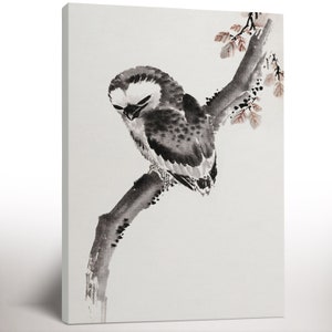 Katsushika Hokusai Canvas Print, Japanese Owl Poster Print, Animals Canvas Prints, Living Room Decor, Housewarming Gift