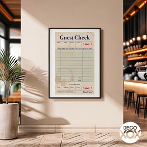 Retro Diner Guest Check Poster | Kitchen Cafe Wall Art image 9