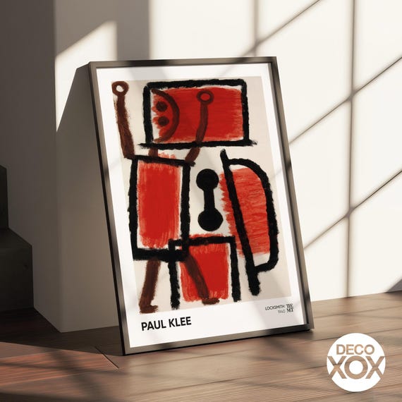 Paul Klee Locksmith Print, Red Black Abstract Art, Modern Wall