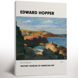 Edward Hopper Ausstellungsposter, gerahmter Leinwanddruck, Meer bei Ogunquit, Museumsdruck, Wohnzimmerdekor, Leinwandkunst fertig zum Aufhängen