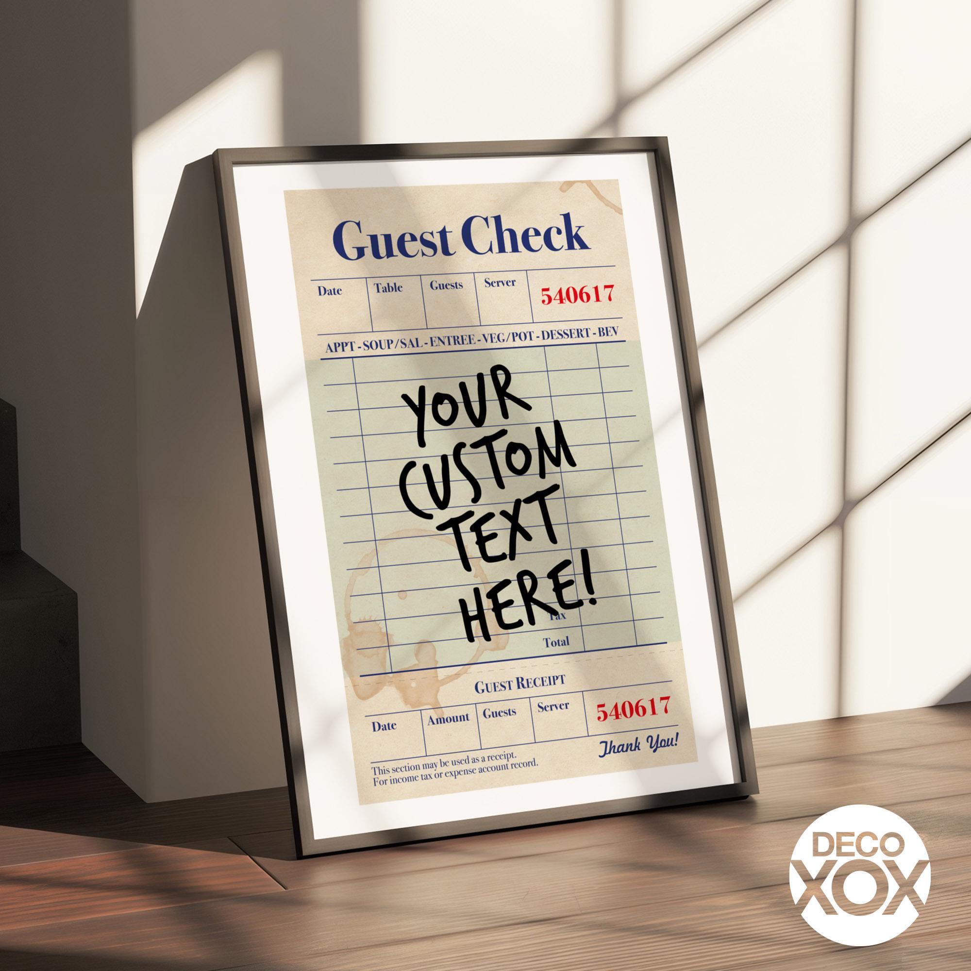 Personalized Guest Check Poster, Custom Quote Art - Etsy