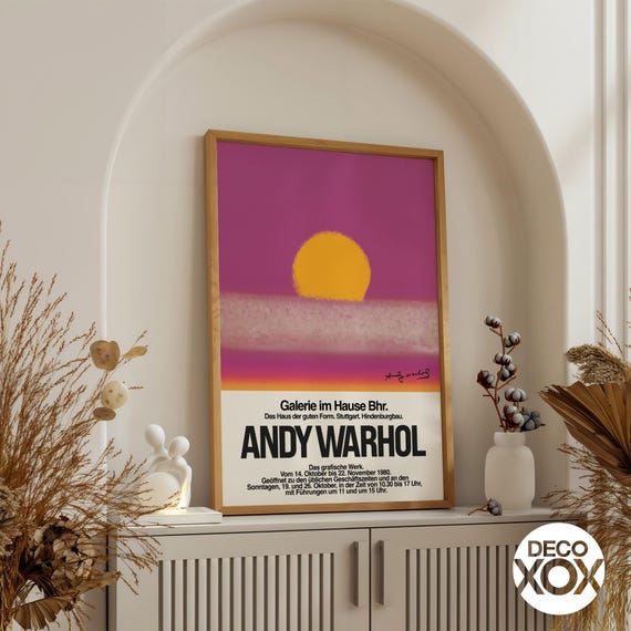Andy Warhol Sunset Graphic Exhibition Poster, Purple Modern Art