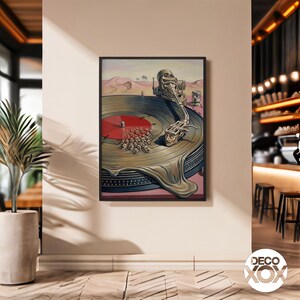 Surreal Turntable Poster, Salvador Dali Style Vinyl Art, Psychedelic Music Decor image 13