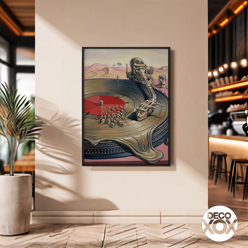 Surreal Turntable Poster, Salvador Dali Style Vinyl Art, Psychedelic Music Decor image 13