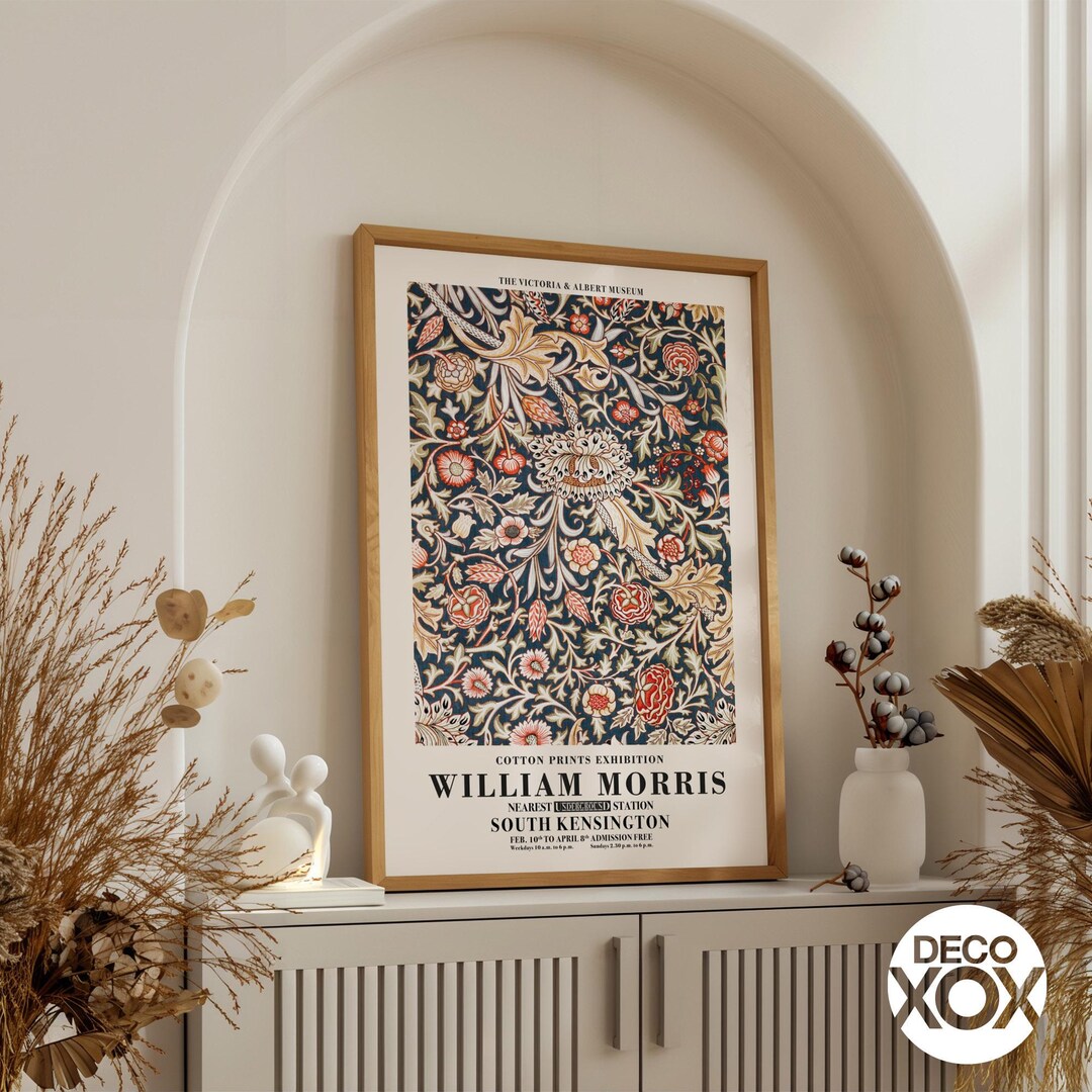希少 vintage バックミンスター フラー　 ポスター　額付き William Morris Dark Floral Poster - Vintage Arts and Crafts Wall