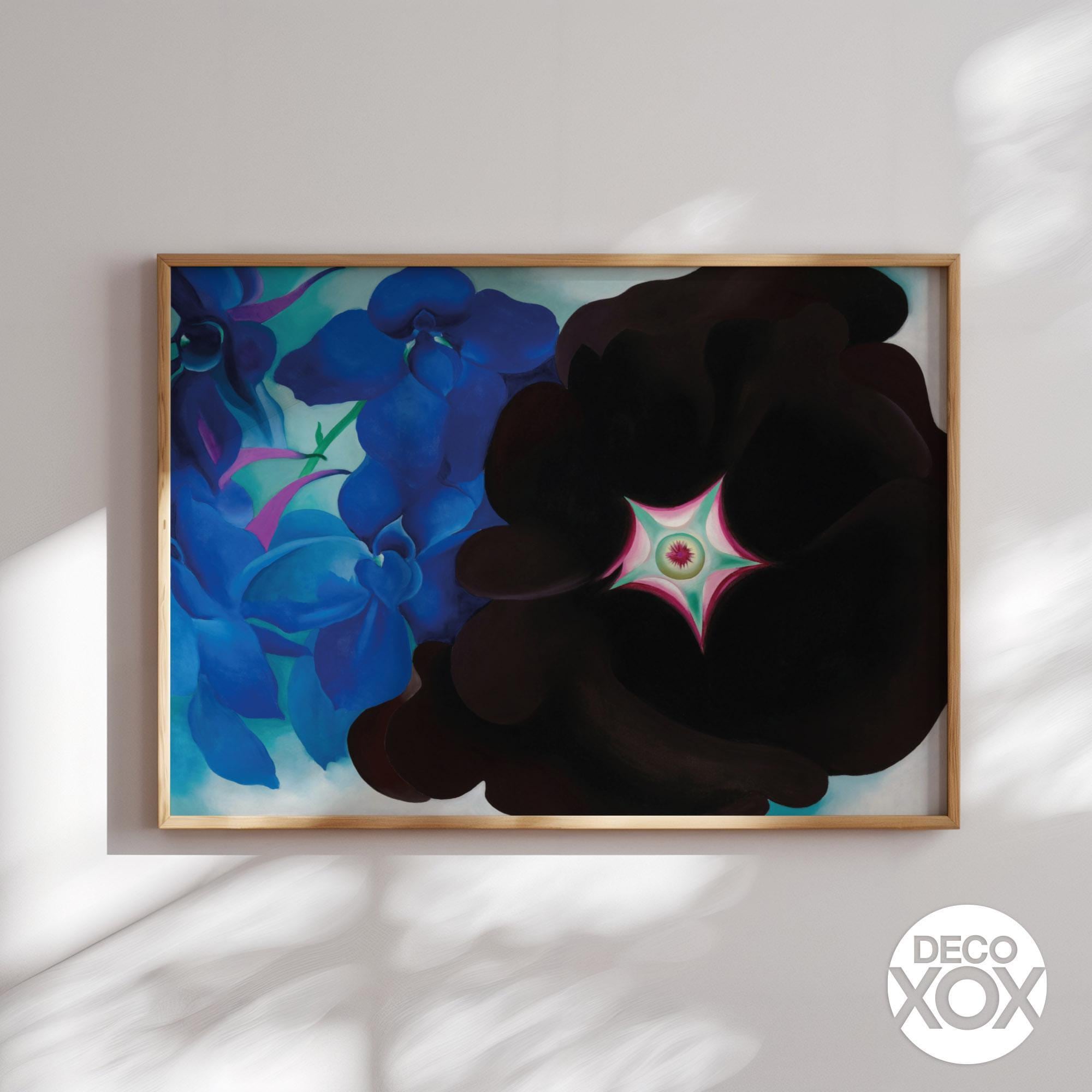 Georgia O'keeffe Inspired Orchid Art Print | Blue Black Floral