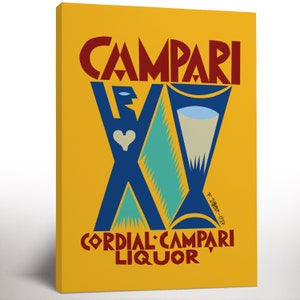 Bitter Campari Print, Framed Canvas Print, Retro Wall Decor, Home Bar Decor, Colorful Wall Art, Kitchen Wall Art, Beverage Print