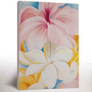 Georgia O&#39;Keeffe Painting, Hibiscus With Plumeria Canvas Print, Floral Wall Decor, Gallery Wall Art, Housewarming Gift