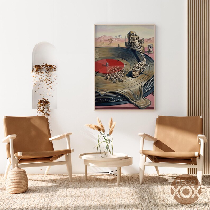 Surreal Turntable Poster, Salvador Dali Style Vinyl Art, Psychedelic Music Decor image 6