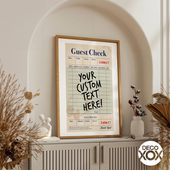 Personalized Guest Check Poster, Custom Quote Art