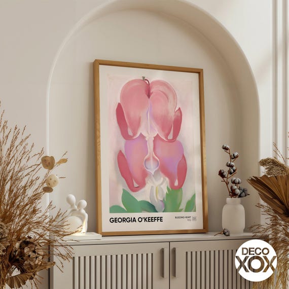 Georgia O'keeffe Bleeding Heart Flower Print, Botanical Wall Art