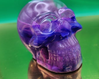 Resin skull- liquid core- epoxy skull shaker- skull snow globe