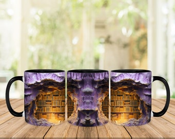 Verstecktes Bücherregal im Dungeon, 3D-Effekt-Buchliebhaberbecher, Bibliotheksbecher, der das ideale Geschenk für Leseratten und Buchliebhaber ist