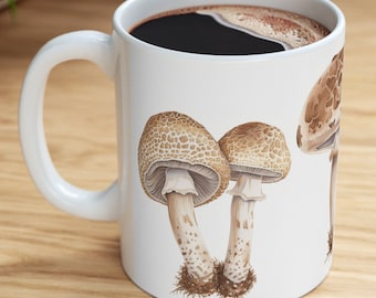 Mushrooms Without Color, Mushroom Coffee Mug For Mushroom Lovers, Ceramic Mushroom Coffee Cup, 11oz Coffee And Tea Mug, fungi mug