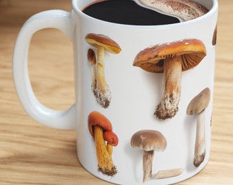 Multiple Mushrooms, Mushroom Coffee Mug For Mushroom Lovers, Ceramic Mushroom Coffee Cup, 11oz Coffee And Tea Mug, fungi mug