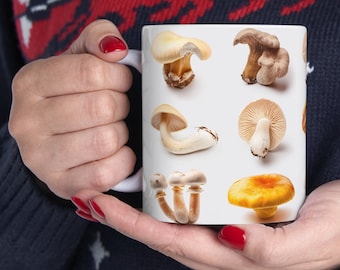 mushrooms, Mushroom Coffee Mug For Mushroom Lovers, Ceramic Mushroom Coffee Cup, 11oz Coffee And Tea Mug, fungi mug
