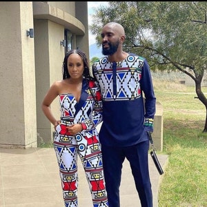 African Couple Matching Black Outfit Etsy