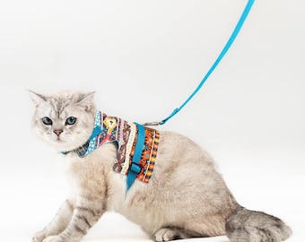 Cat Harness and Leash Set, Cats Escape Proof - Adjustable Kitten Harness for Large/Medium/Small Cats, Walking Travel Petsafe Harness