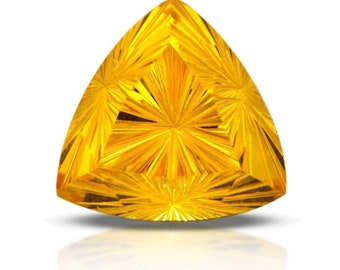 Loose 10mm yellow trillion fantasy cut cubic zirconia