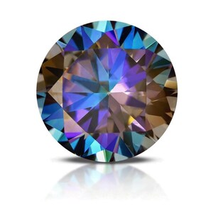 Certified vvs1 rainbow blue round cut colored moissanite loose stones (5-11mm) - sparkling brilliance guaranteed