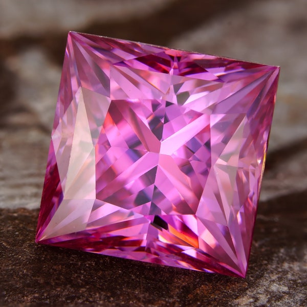 Certified vvs1 princess square cut pink moissanite - 4x7mm loose gemstone, gra certified