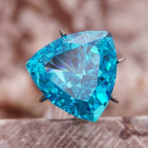 Loose high quality aqua blue trillion cut cubic zirconia - 10-12mm