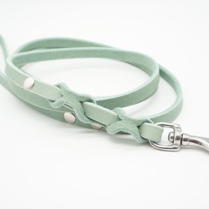 Dog leash in mint with braiding, dog leash made of fat leather with X-braid