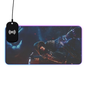 Dark Hooded Assassin LED Gaming Mouse Pad with Wireless Charger
