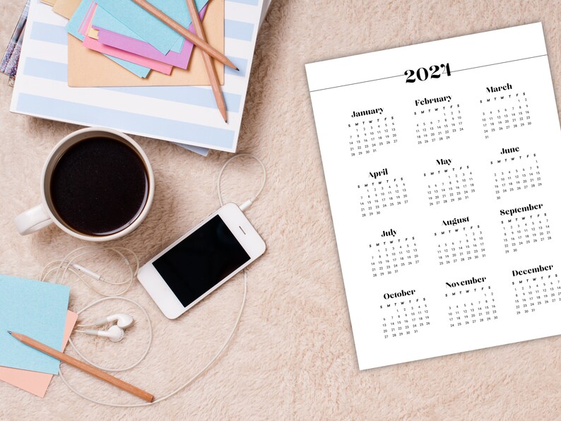 2024 Minimalist Printable Calendar, 2024 Simple Planner, 2024 Calendar