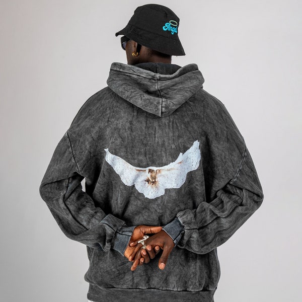 Kanye Pigeon Acid Wash Oversize Unisex Hoodie | 100% Cotton High Quality Printed | Comfy Hoodie | Übergröße Kapuzenpullover |