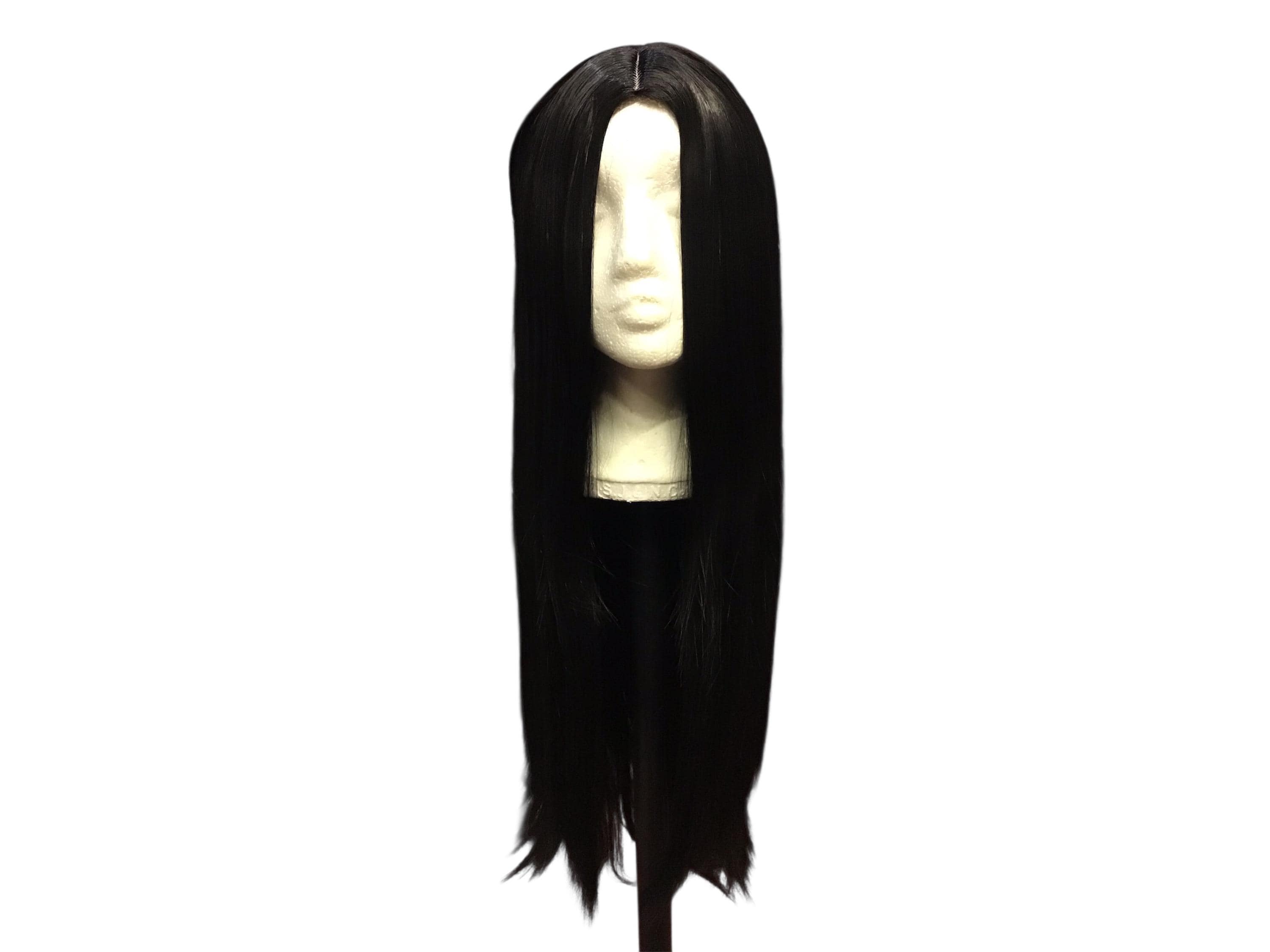 Morticia Wig, Black Morticia Wig, Morticia Black Wig, Long Black Wig, Black Wig Without A Fringe, Fringeless Long Black Wig, Ozzy Wig