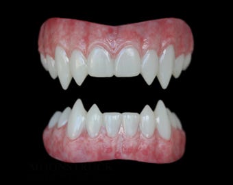 Realistic Vampire Fangs , Vampire Teeth , Custom Fit Vampire Fangs , Pure Sabrathan Fangs , Prosthetic Vampire Fangs , Cosplay FX Fangs