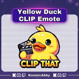 Yellow Duck Clip Emote, Twitch Single Animal Emote, Streaming Sub Emote, Kick Emote, Twitch Emote, Discord Emotes, Cute Chibi Duck Emote