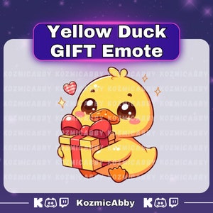 Yellow Duck Gift Emote, Twitch Single Animal Emote, Streaming Sub Emote, Kick Emote, Twitch Emote, Discord Emotes, Cute Chibi Duck Emote