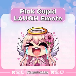 Pink Chibi Cupid Laugh Emote, Twitch Single Pink Emote, Streaming Sub Emote, Kick Emote, Twitch Emote, Discord Emotes, Cute Pink Emote