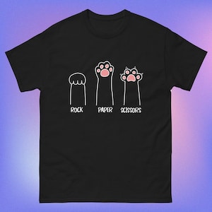 Rock Paper Scissors Hand Game Funny Cute Paw Cat Lovers T-Shirt Unisex classic tee