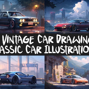 15 Vintage Car Drawings - Classic Car Illustrations