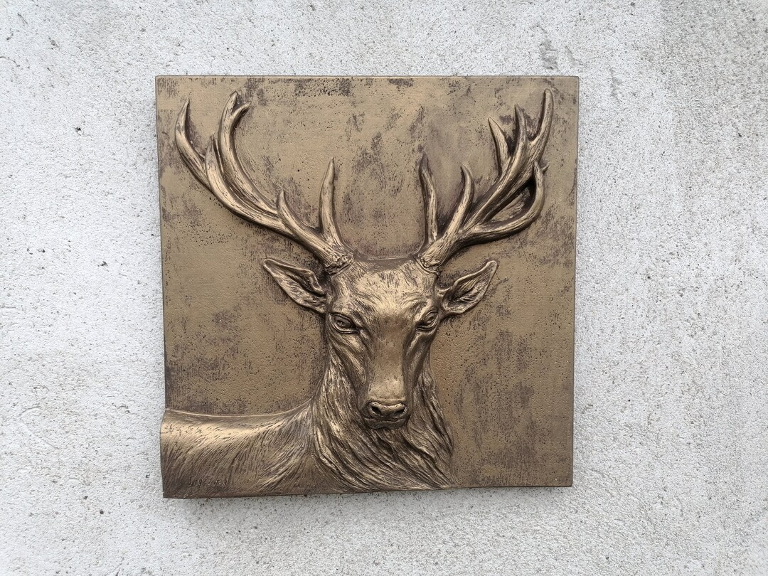 Plaster Relief Depicting a Deer/ Deer Wall Sculpture/wall Art Etsy