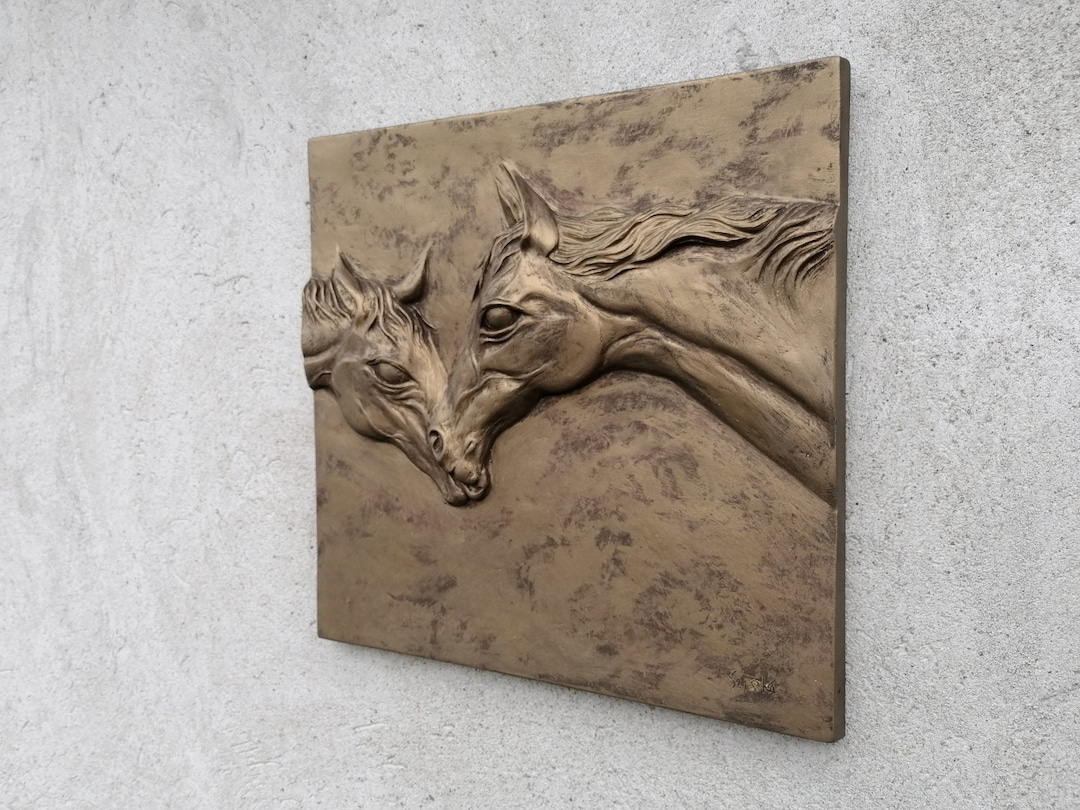 Horses Wall Sculpture/ Horse Decorative Art Tile/ Horses Relief/ Wall