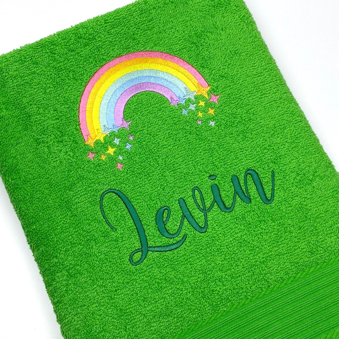 Towel With Name and Rainbow Personalized Towel Bath Towel Etsy