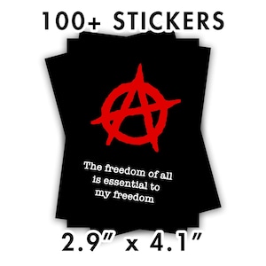 Bulk Anarchy Stickers | Anarchist Flag | Anarchist Vinyl Stickers | Anarchy | Bakunin Quote | Laptop Stickers | Political Stickers | A7 Size