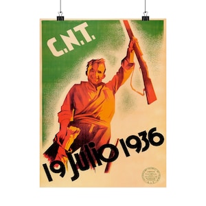 CNT Poster Reproduction | Vintage Spanish Civil War Propaganda | Anarchist Poster | CNT-FAI | 12&quot; x 16&quot; Republican Poster | Anarchism