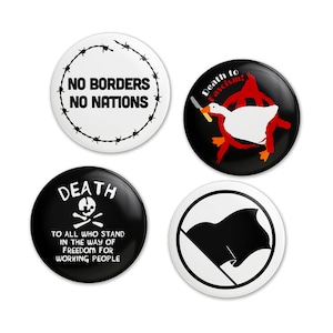 Ensemble de boutons anarchiste | Épinglettes politiques faites main