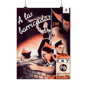 CNT Poster Reproduction | Vintage Spanish Civil War Propaganda | Anarchist Poster | CNT-FAI | 12&quot; x 16&quot; Republican Poster | Anarchism