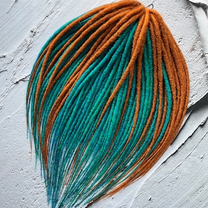 Ingwer-Synthetische Dreads, Mint-Boho-Dreadlocks, Grüne Dreads Komplettset, Ingwer-, Rot- und Grün-Kunsthaarverlängerungen synthetisch, Orange Dreadlock