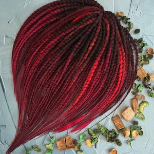 Red Boho Synthetic Dreadlocks, Textured DE or SE Dreads, Ombre Dreadlocks Extensions, 20-22 in set, Burgundy hair extensions, Fake dreads